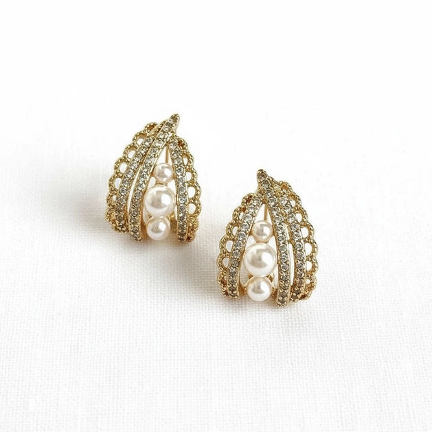 Vintage Palace Style Lace Pearl Earrings