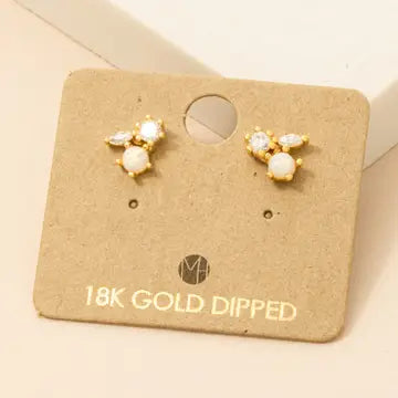 Triple Rhinestone Stud Earrings
