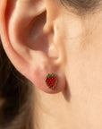 Gold Dipped Strawberry Stud Earrings