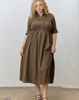 Samantha Gingham Dress in Black/Camel - Curvy