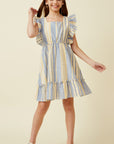 Blueberry and Lemon Stripe Tween Dress