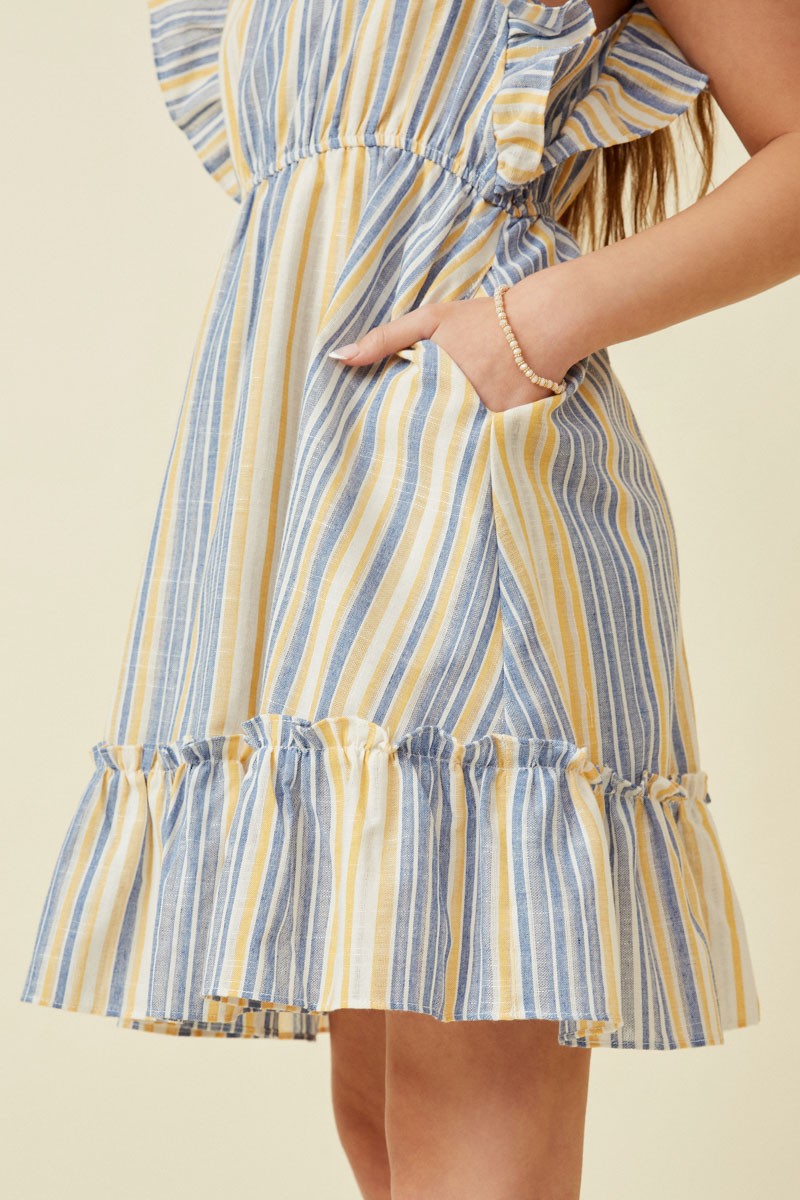 Blueberry and Lemon Stripe Tween Dress