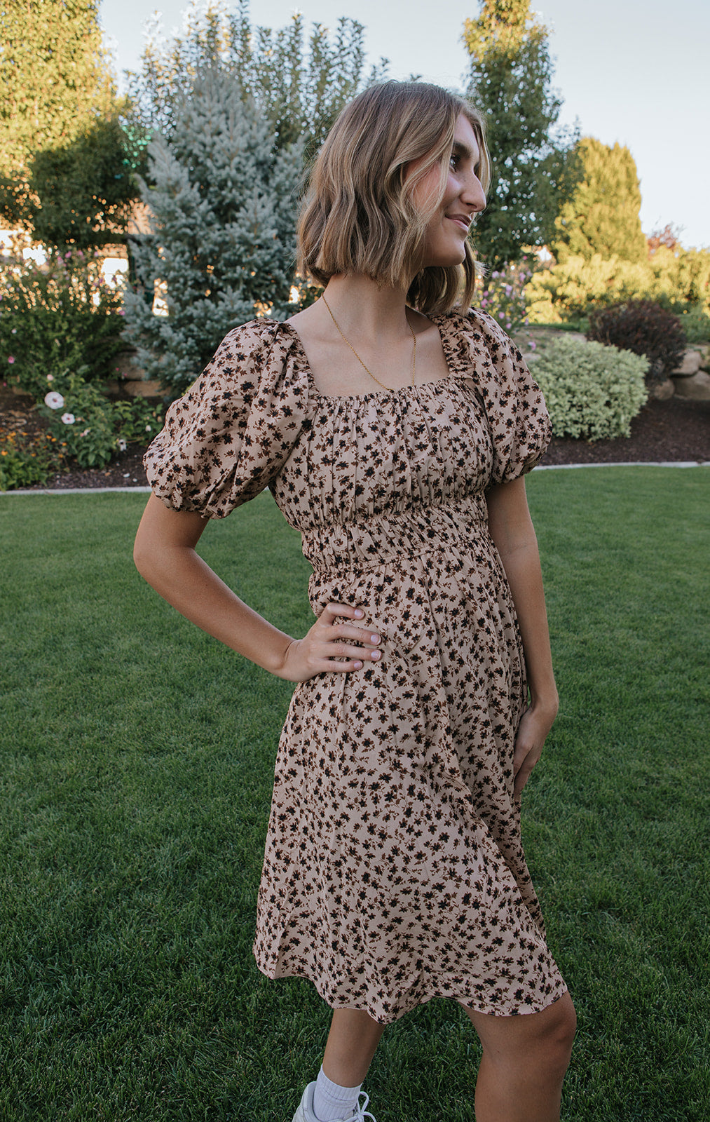 Simon Floral Dress・Tan