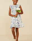The Vintage Petal Tween Dress - Blue