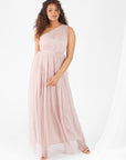 The Ana One Shoulder Gown in Petal PInk