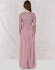 Frosted Pink Long Sleeved Sequin Gown