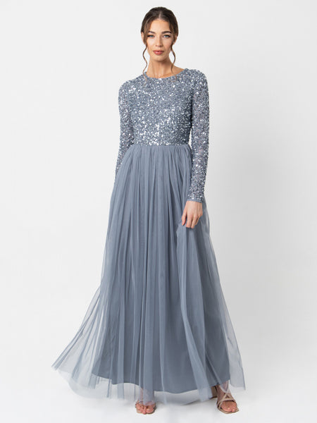 Dusty blue hotsell sequin dress